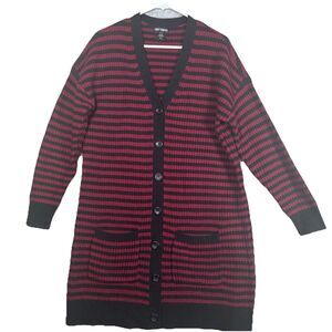 Hot Topic Oversized Red & Black Striped Cardigan Women’s Size Small